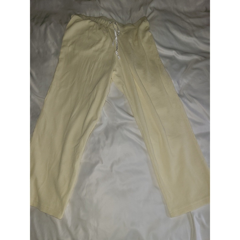 Soft Surroundings PXL Cream Waffle Knit Lounge Pajama Pants Wide Leg